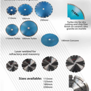 DIAMOND BLADES SUITABLE FOR ANGLE GRINDERS